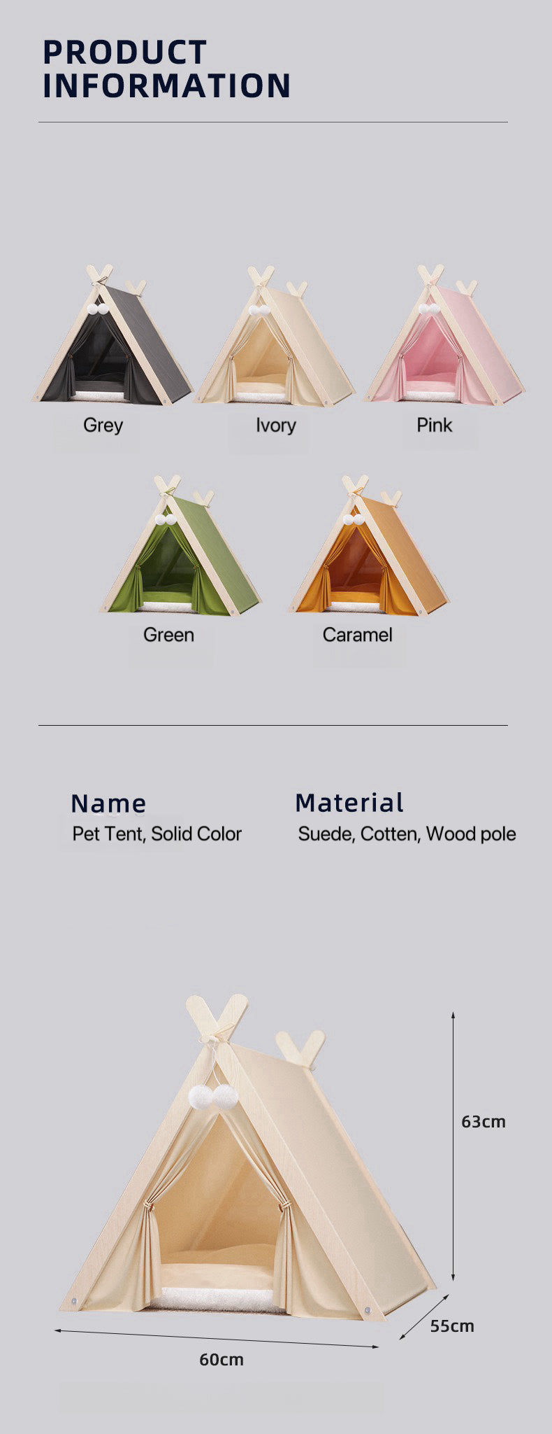 Solid Wood Indoor Tent with Thick and Flax Mat, Portable & Cozy Teepee Tent, Cute Teepee Cave Tent